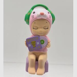 New Seated Kewpie/Angel Mini Figure w/Headphones, Stool, Bossa Nova Music